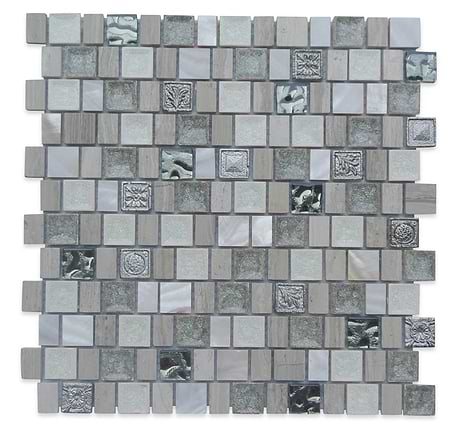20 Sheet Scrap Lot Ivory Tusk Beige 1x1 Polished Mable & Glass Mosaic