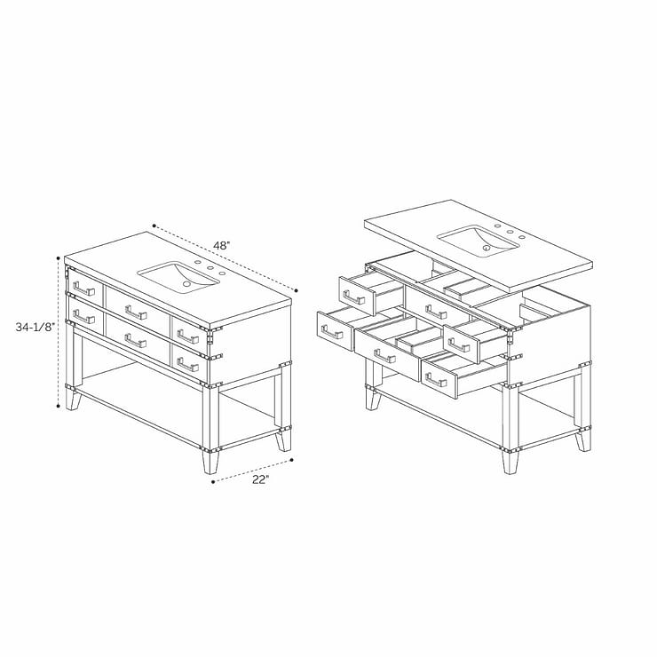 Calico Gray Oak 48" Single Vanity without Top