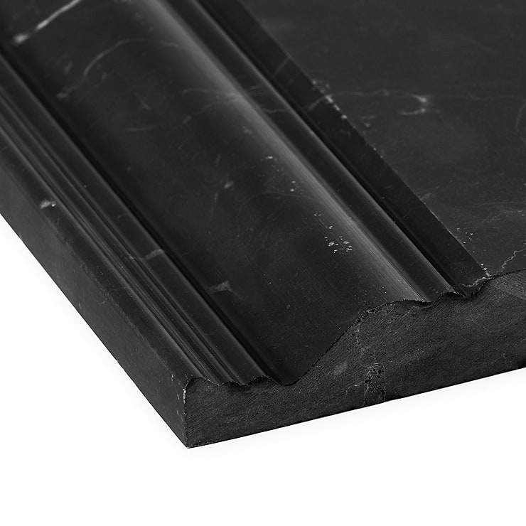 Nero Marquina Black 5x12 Honed Marble Base Molding 