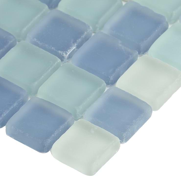 Coastal Seaside Squares Beached Frosted Glass Tile