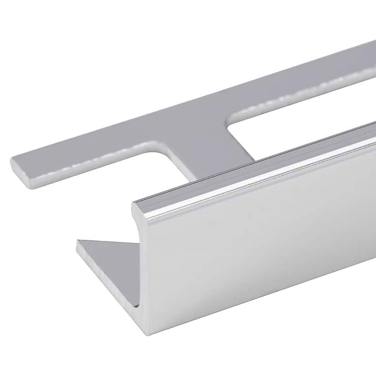 Essential Anodized Aluminum Polished Silver 1/2" L-Shape Tile Edge Protector Trim
