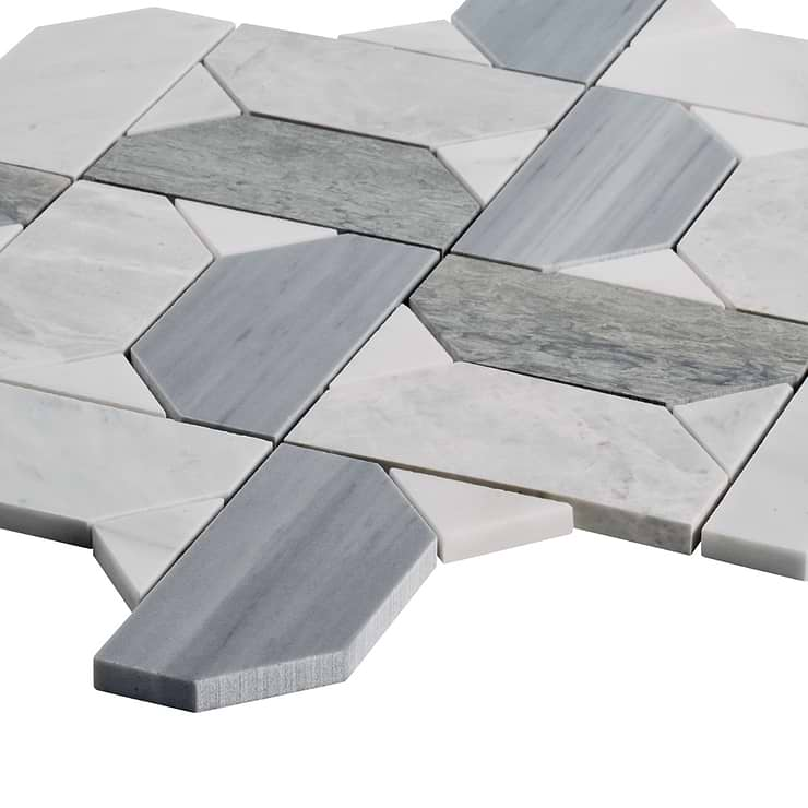 Isobel Glacier Gray Polished Marble Luxury Mosaic Tile