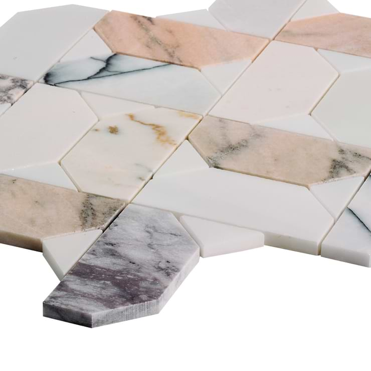 Isobel Grace Peach Polished Marble Luxury Mosaic Tile