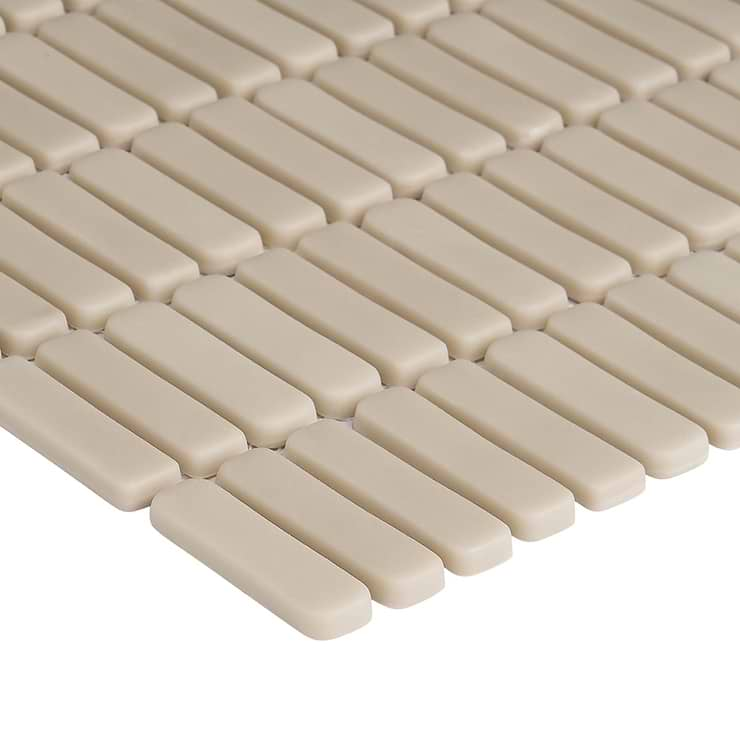 Venini Beige 1/2" x 2" Mini Brick Frosted Glass Mosaic Tile