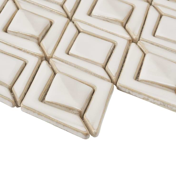 Nabi Jewel Natural White 3D Glossy Glass Mosaic Tile