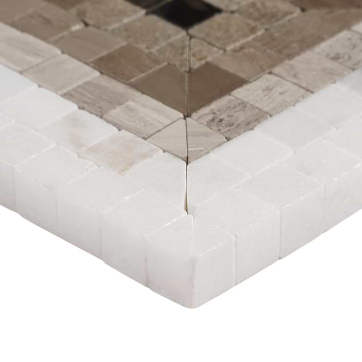 Ako Saint Laurent Brown 4x9 Rectangle Marble Micro Mosaic Tile