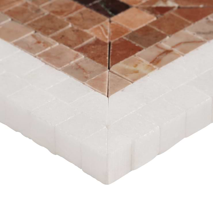 Ako Terracotta Rosa 4x9 Rectangle Marble Micro Mosaic Tile