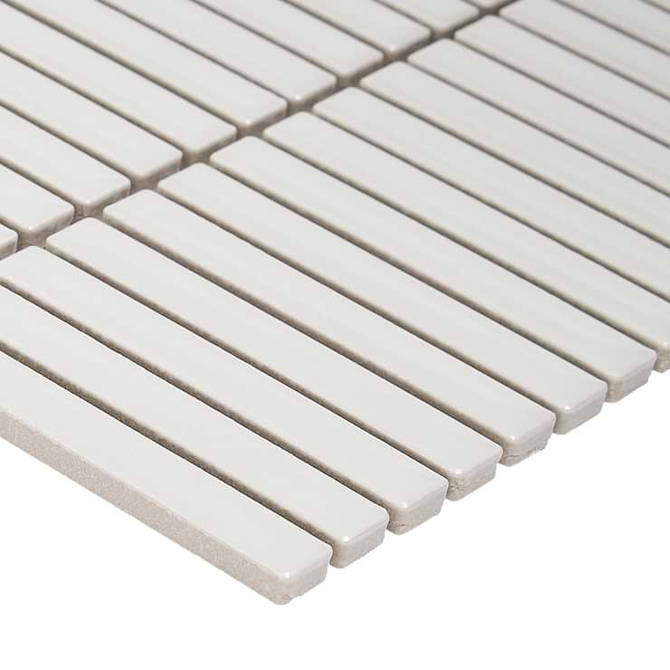 Kai White 1x4" Tri-Stacked Glossy Porcelain Mosaic Tile