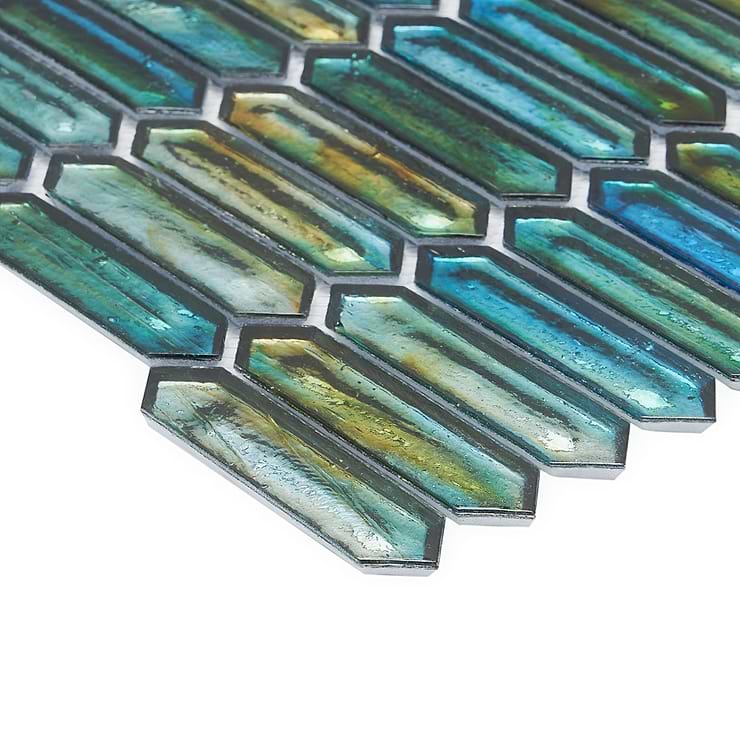 Komorebi Picket Juneau Spring Multicolor 1x3 Polished Glass Mosaic Tile