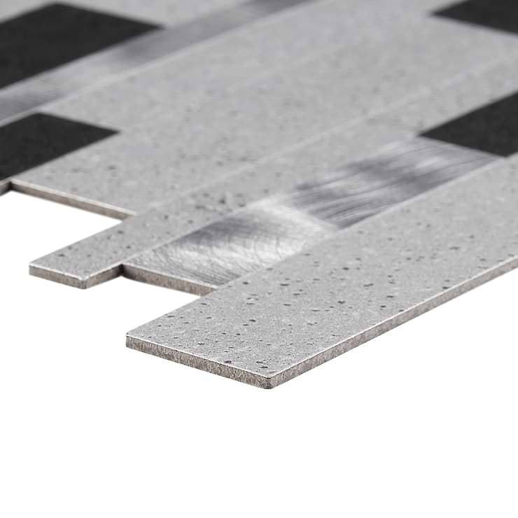 Metalway LPS Mixed Gray Solid Core Peel & Stick Self Adhesive Metallic Look Matte Mosaic Tile
