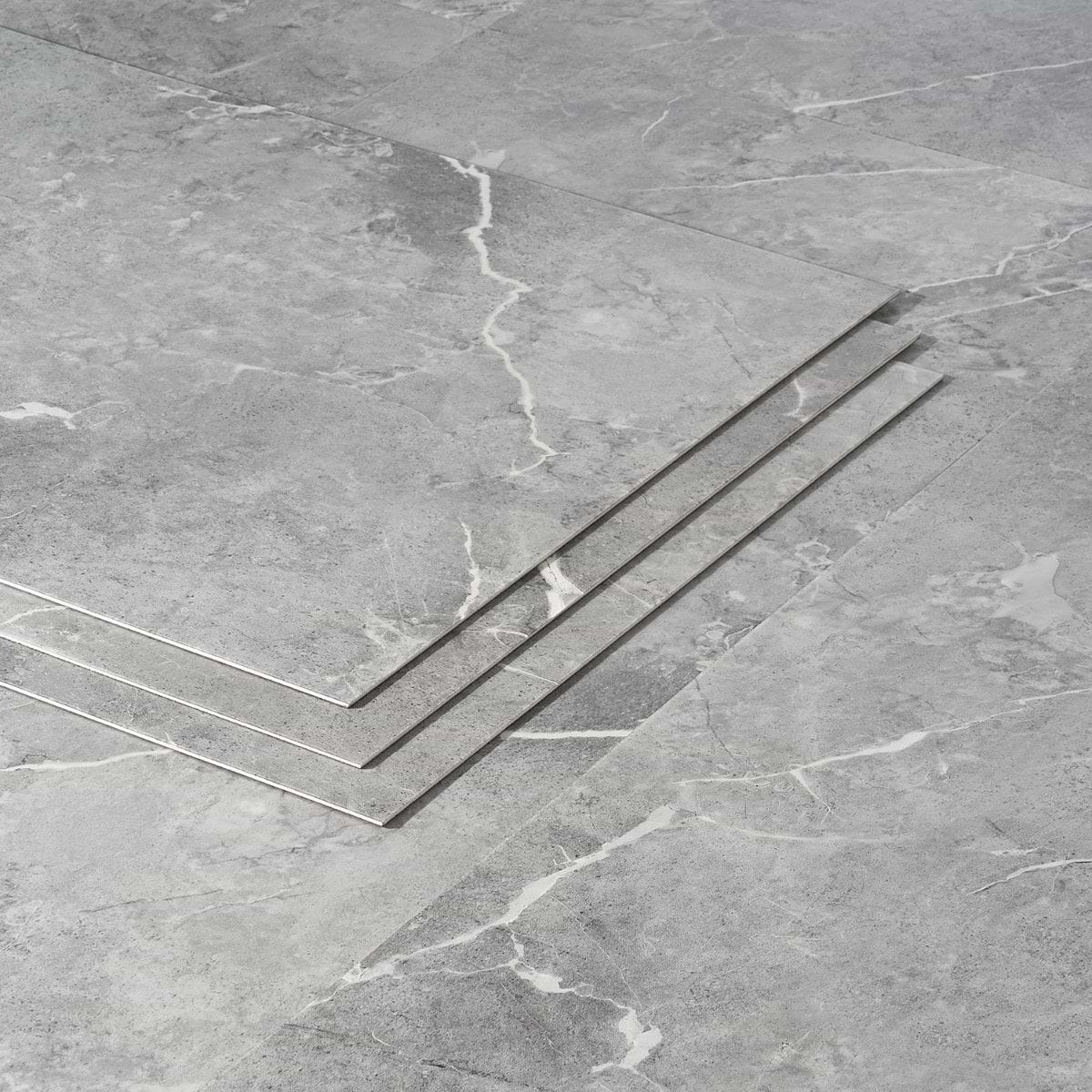 Katone Chauny Marble Medium Gray 18x36 Glue Down Luxury Vinyl Tile