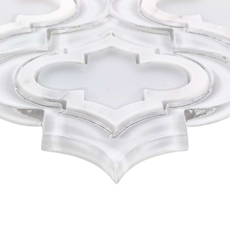 Kensington Super White Glass & Asian Statuary Marble Tile
