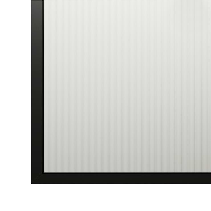 Finestra 34x74" Reversible Fixed Shower Door with Striped Fluted Glass in Matte Black