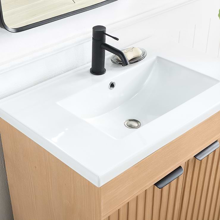 Gess Blonde Oak 18" Single Vanity with White Ceramic Basin Top