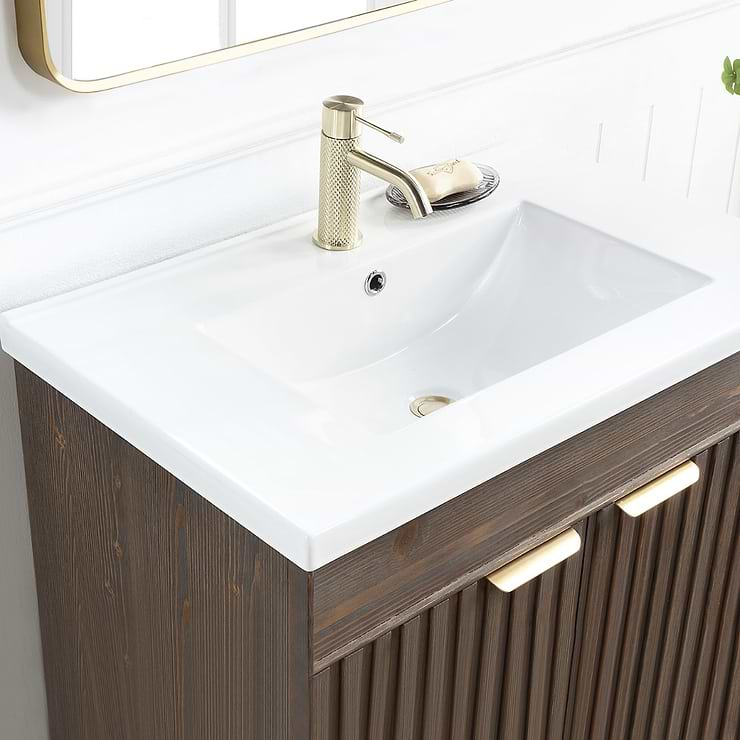 Gess Brown Oak 18" Single Vanity with White Ceramic Basin Top