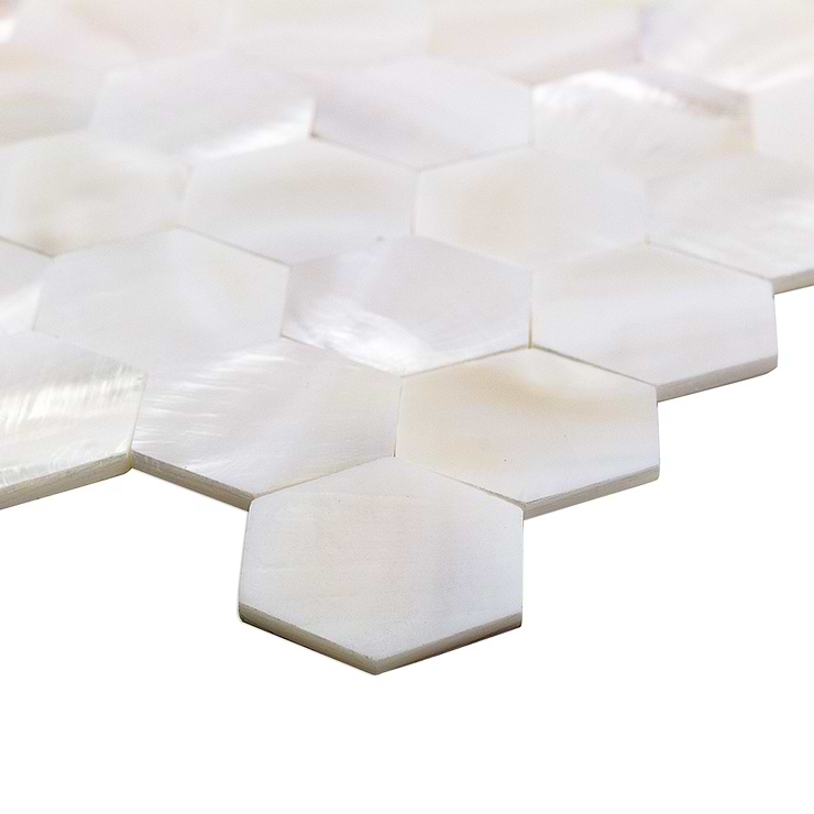 Serene White Pearl Hexagons Tile 