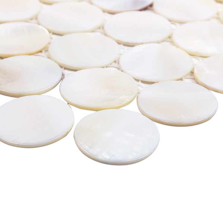 Oyster White Pearl Penny Round Tile