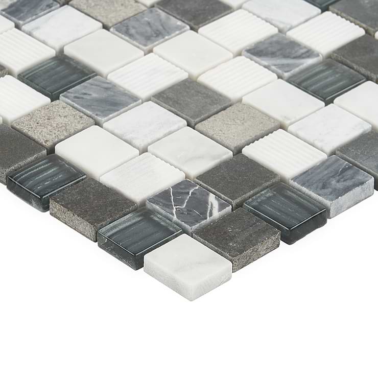 Esker Oxford Gray Squares Marble & Glass Tile