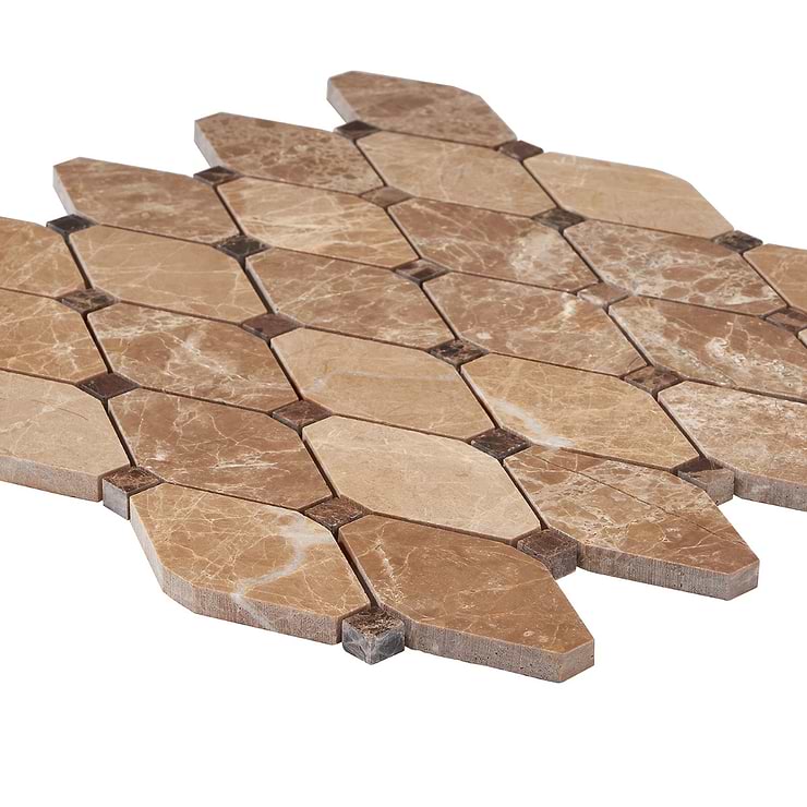 Octave Light Brown With Dark Emperador Marble 2x4 Polished Mosaic Tile