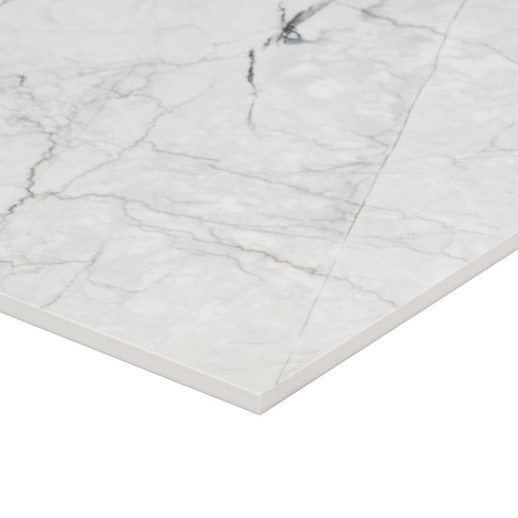 Romani Camouflage White 24x48 Marble Look Satin Porcelain Tile