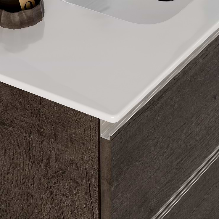 Duo Weathered Oak 24" Single Vanity with Integrated White Ceramic Top