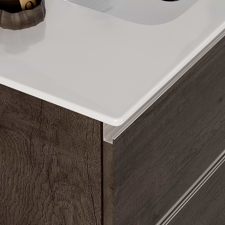 Duo Weathered Oak 32" Single Vanity with Integrated White Ceramic Top