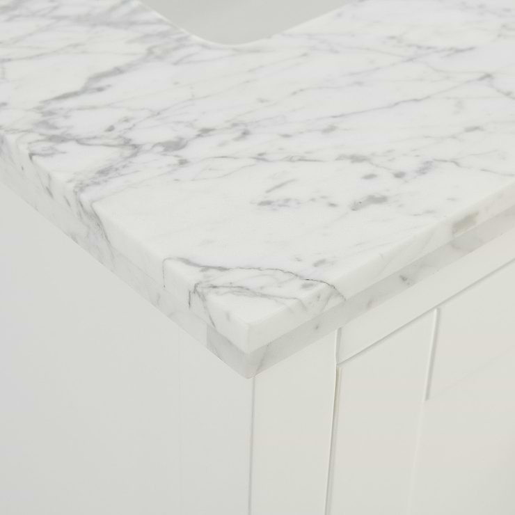 Sheraton 24" White Vanity with Carrara Marble Top and Ceramic Basin