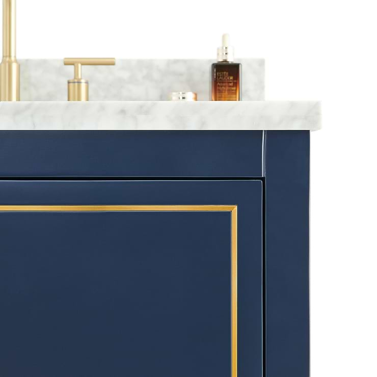 Province Navy and Gold 30" Single Vanity with Carrara Marble Top