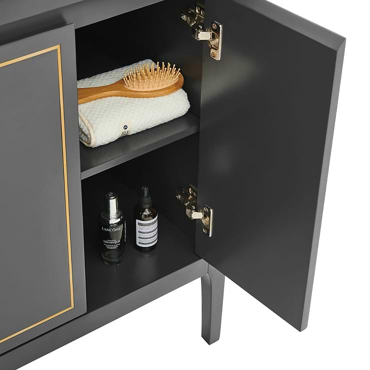 Province Charcoal and Gold 36" Single Vanity with Carrara Marble Top