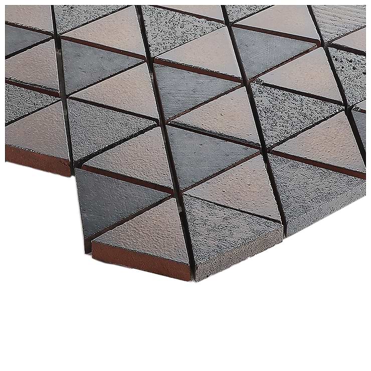 Magma Triangles Iron Gray 2" Polished Lava Stone Mosaic Tile