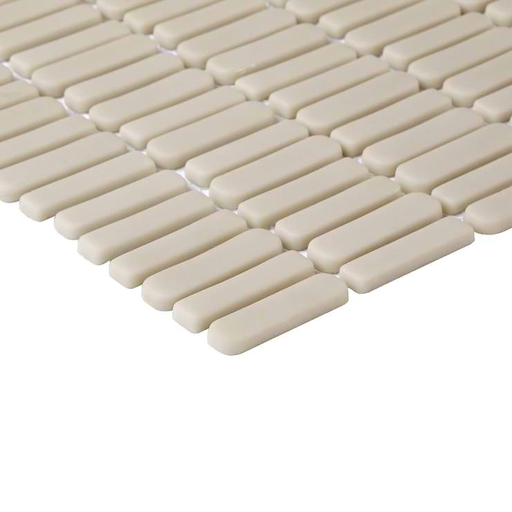 Venini Beige 1/2" x 2" Mini Brick Frosted Glass Mosaic Tile