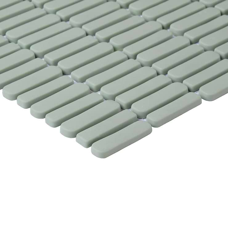 Venini Sage Green 1/2" x 2" Mini Brick Frosted Glass Mosaic Tile