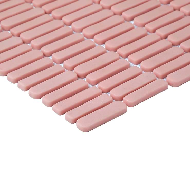 Venini Pink 1/2" x 2"  Mini Brick Frosted Glass Mosaic Tile