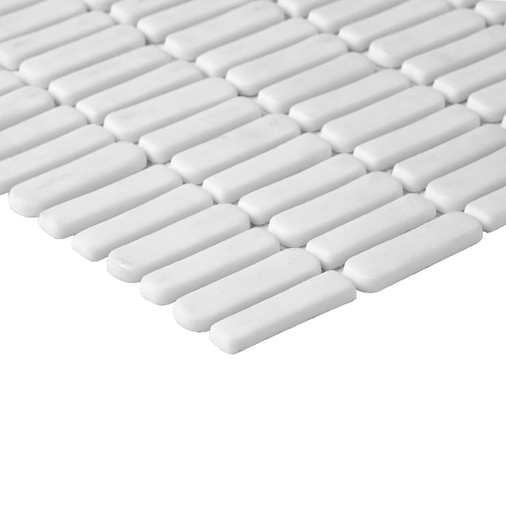 Venini White 1/2" x 2" Mini Brick Frosted Glass Mosaic Tile