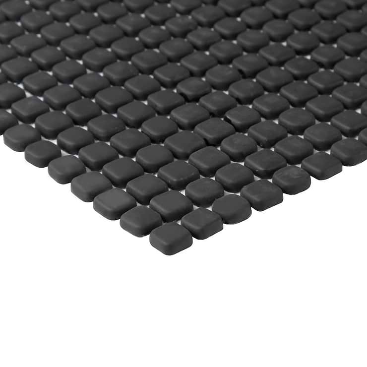 Venini Black 1/2" Mini Square Frosted Glass Mosaic Tile