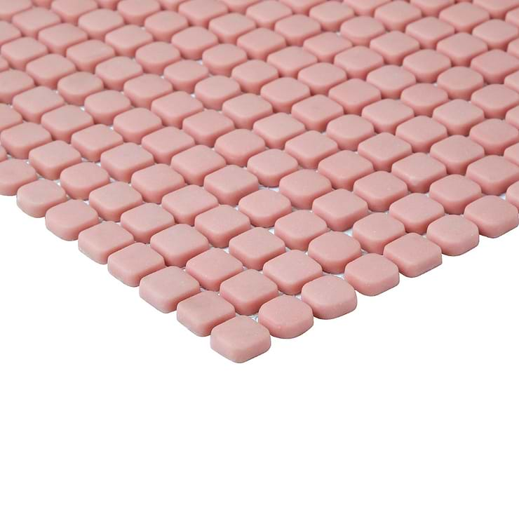 Venini Pink 1/2" Mini Square Frosted Glass Mosaic Tile