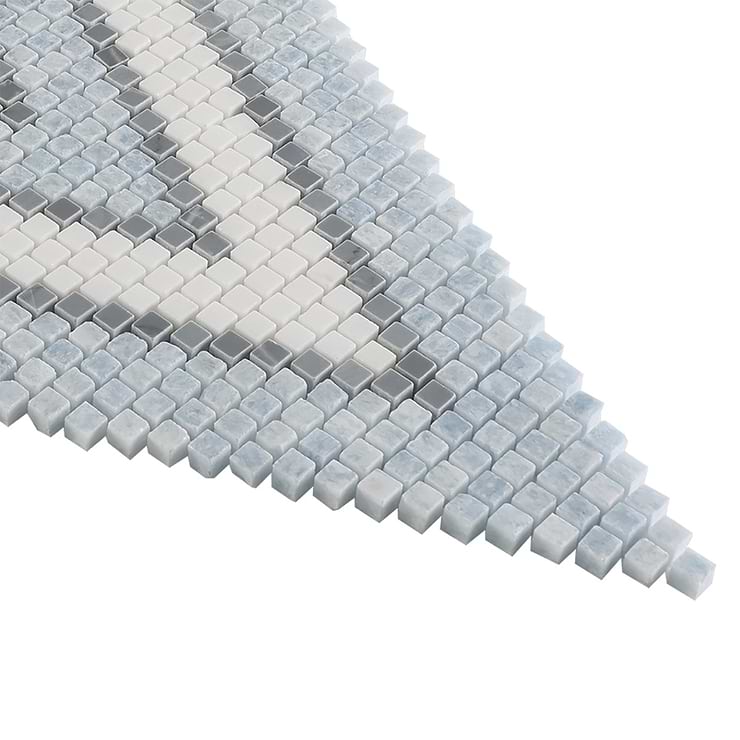 Uma Blue and White Polished Marble Micro Mosaic Tile