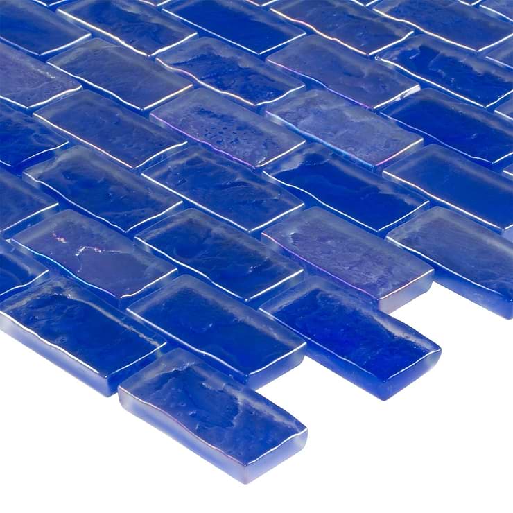 Watercolors Iridescent Sea Blue 1X2 Brick Glass  Mosaic