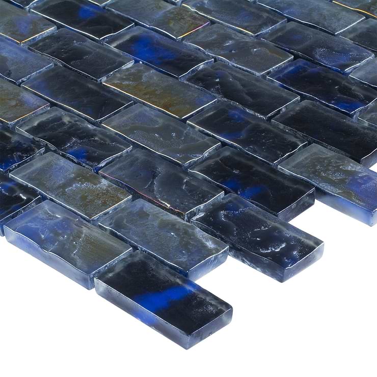 Watercolors Iridescent Portage Blue 1X2 Brick Glass  Mosaic