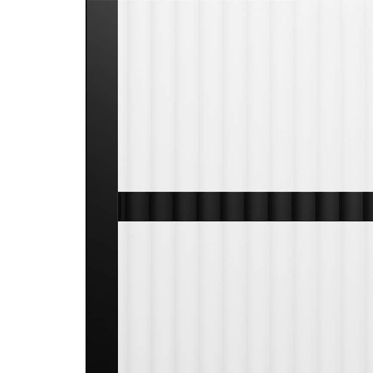 Finestra 34x62" Reversible Fixed Bathtub Door with Grid Fluted Glass in Matte Black