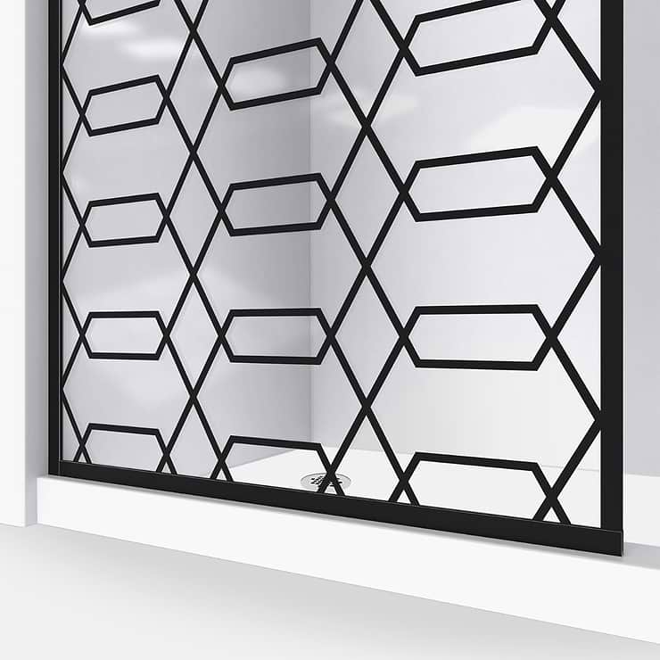DreamLine Linea 34x72" Reversible Screen with Maze Glass in Satin Black