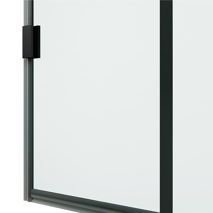 Burke 34x78" Reversible Semi-frameless Shower Screen with Grid Glass in Matte Black