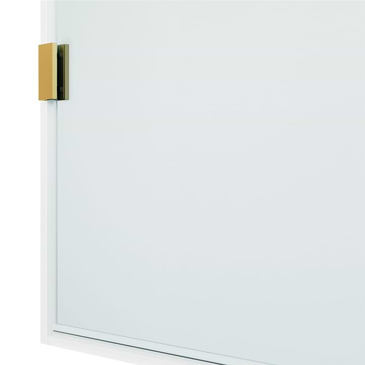 Burke 34x78" Reversible Frameless Shower Screen with Grid Glass in Matte Brushed Gold