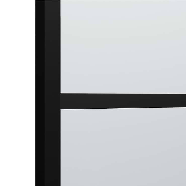 Finestra 34x62" Reversible Fixed Bathtub Door with Striped Clear Glass in Matte Black