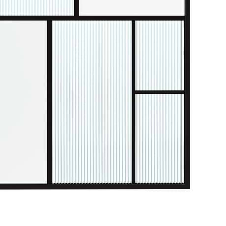 Finestra 34x74" Reversible Fixed Shower Door with Mondrian Grid Fluted Glass in Matte Black