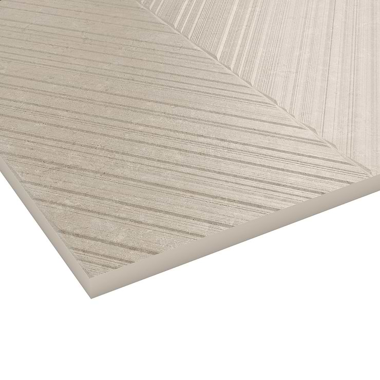 Stoneside Cream Beige Chevron 12x36 Matte Ceramic Tile