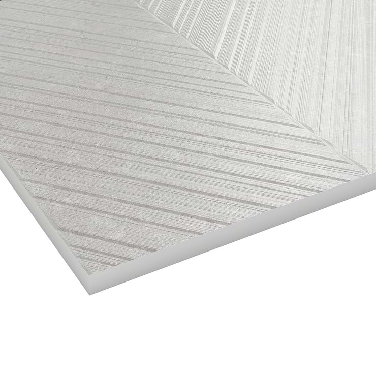 Stoneside Linen Warm Gray Chevron 12x36 Matte Ceramic Tile