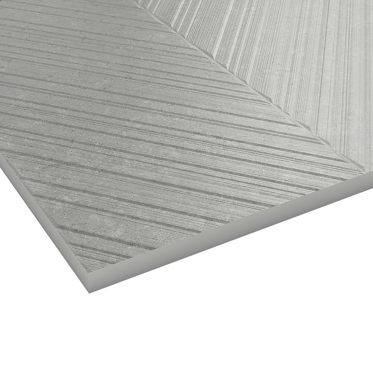 Stoneside Pearl Gray Chevron 12x36 Matte Ceramic Tile