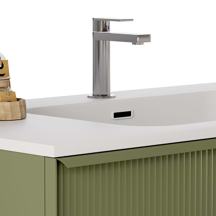 Astor Olive 30" Single Vanity with Integrated White Solid SurfaceTop