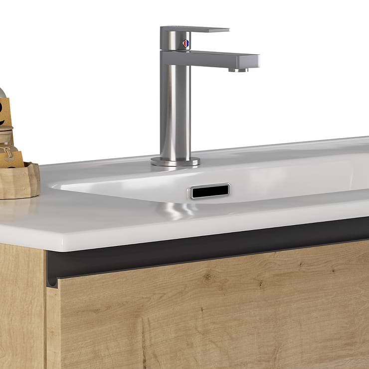 Duo Blonde Wood 24" Single Vanity with Integrated White Ceramic Top